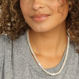 Melinda Maria The Queen's Tennis Necklace Diamondettes Gold 18" New ✨️FIRM